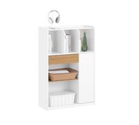 SoBuy Bibliothèque STR11-WN avec 1 Tiroir et 1 Porte Bureaux, Petite Bureau avec Étagères de Rangement, Blanc, 72x30x110 cm