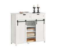 SoBuy Buffet Bahut avec 2 Portes de Grange Coulissantes et 2 Tiroirs, 104x35x93cm, Blanc