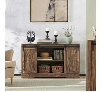 SoBuy Buffet Bas Rustique avec Porte Coulissante, 2 Compartiments et Étagères Réglables, 120x40x70cm, pour Salon ou Couloir