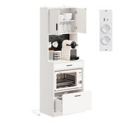 SoBuy Buffet Cuisine avec 2 Prises électriques et 2 Ports USB 60×40×170 cm | Meuble de cuisine avec lampe LED à détection, pour micro-ondes, idéal studios et petits espaces, PB et MDF (E1), FSB98-E-WG