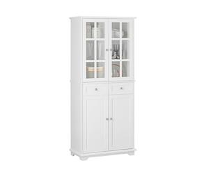 SoBuy Buffet Haut de Cuisine et Salle à Manger avec 4 Portes et 2 Tiroirs, Meuble Vitrine Rangement, 75 x 40 x 175 cm, Blanc