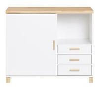 SoBuy Bureau 3 Tiroirs avec Compartiment Ouvert pour Support d'Imprimante Blanc 90x45x75 cm