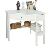 SoBuy Bureau d'angle informatique avec tiroir, design fonctionnel, blanc Blanc