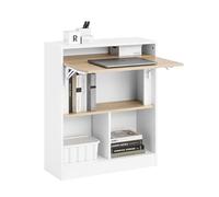 SoBuy Bureau pliant FWT104-WN – Petit bureau gaming avec rangement et plateau rabattable 70x57x85cm