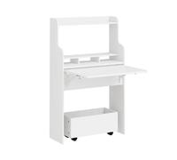 Bureau pliable mural - SoBuy - Pliable et rabattable - Dimensions 64x63x100,6 cm - Blanc - 5 étagères ouvertes
