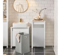 SoBuy BZR100-W Armoire à linge avec sac à linge pliable Coffre à linge Panier à linge Armoire de salle de bain Blanc