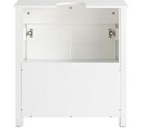 SoBuy Meuble sous Lavabo de Salle de Bain, Meuble sous Évier, Meuble de Rangement Salle de Bain, Meuble Évier de Cuisine avec 2 Portes, Blanc, 60x34x65,5 cm, BZR101-W