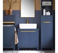 SoBuy BZR113-B Meuble sous-Lavabo, Meuble sous-Vasque à 2 Portes, Meuble de Rangement de Bleu G