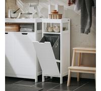 SoBuy BZR122-W Armoire à linge avec sac à linge Coffre à linge Panier à linge Armoire de salle de bain Blanc