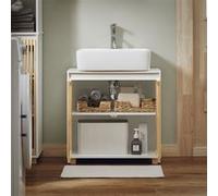 SoBuy BZR125-W Meuble sous Lavabo de Salle de Bain, Meuble sous Vasque à 2 Portes en Blanc G