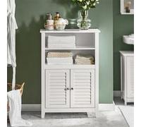 Meuble Bas Salle de Bain BZR13-W SoBuy - 2 Etagères et 2 Portes - Blanc - L58cm x P24cm x H90cm