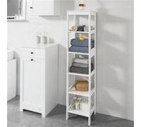 SoBuy BZR14-W Meuble Colonne de Salle de Bain Armoire Haute étagère de Salle de Bain avec 6 étagères