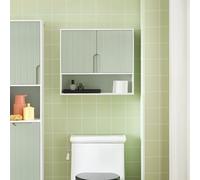 SoBuy Armoire Murale Salle de Bain 3 Étages Vert BZR140-GR Blanc