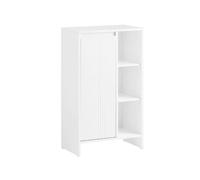 SoBuy BZR156-W Armoire à linge Commode de salle de bain Armoire de salle de bain avec sac à linge Étagère de salle de bain Meuble de salle de bain blanc LHT env. 50x86x30cm