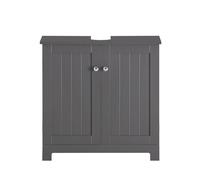 SoBuy Meuble sous Lavabo Salle de Bain -Meuble sous Vasque avec Portes et étagère réglable - Meuble de Rangement Salle de Bain Compact en MDF, Gris Foncé, 60x60x29cm, BZR18-DG