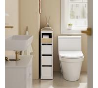 SoBuy BZR54-K-W Armoire de salle de bain avec rouleaux 20 cm avec 3 tiroirs Armoire de toilette mobile pour petite toilette Blanc 60x20x82.3 BLANC