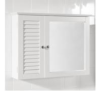 SoBuy Armoire Murale de Salle de Bain Meuble Salle de Bain Suspendu Blanc, 60 x 15 x 49 cm, Etagere Murale Design 2 en 1 avec Miroir et Étagères Réglables, Solution Idéale pour Petits Espaces BZR55-W