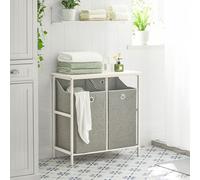 SoBuy BZR57-W Armoire à linge Sacs à linge Coffre à linge Panier à linge Armoire de salle de bain Gris clair LHT env. : 77x80x38cm