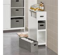 SoBuy BZR83-W Meuble de Rangement Salle de Bain Étroit, Support Papier Toilette, Armoire Beige G