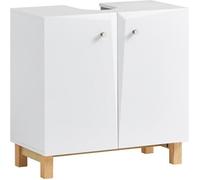 SoBuy BZR92-W Meuble sous Lavabo, Armoire Salle de Bain, Placard de Rangement, Meuble de Rangement pour Salle de Bain avec 2 Portes Blanc G