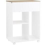 SoBuy Caisson à Roulettes avec Tiroirs et Support Imprimante Roulant, Organiseur de Bureau - 63x42x88 cm, Blanc, ASK10-WN Blanc G