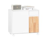 SoBuy Caisson de Bureau à roulettes ASK04-WN Support Imprimante Roulant, Organiseur Bureau avec Tiroirs, -65x58x35cm