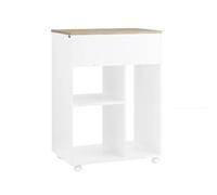 SoBuy Caisson de Bureau Roulant avec Tiroirs et Support d'Imprimante Blanc