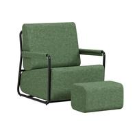 SoBuy Canapé avec Tabouret, Mousse Haute élasticité 30D, 67x74x78cm | Fauteuil relax avec dossier et repose-pieds, design ergonomique pour chambre, salon et petits espaces, vert, FST99-SY