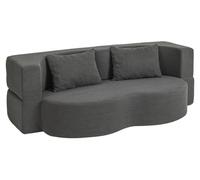SoBuy Canapé-lit Banquette Convertible en Velours Côtelé Gris Foncé avec Coussins Assise incurvée dossier rembourré FST101-DG