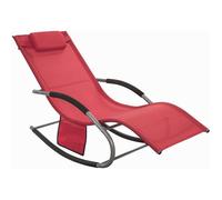 SoBuy Chaise Longue Transat Pliable Jardin Aluminium - Bain de Soleil Ergonomique à Bascule Relax, Rouge, OGS28-R