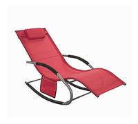 SoBuy OGS28-R Chaise longue de jardin résistante aux intempéries Chaise longue à bascule avec coussin Chaise longue de relaxation Chaise longue à bascule Chaise longue de plage extérieure jusqu'à 150