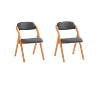 SoBuy Chaise Pliante Bois Confortable - Chaise Pliante avec Assise rembourrée, Chaise Salle à Manger Pliable, Lot de 2 chaises Bois Gris 47,5 x 59 x 77 cm FST92-SGx2
