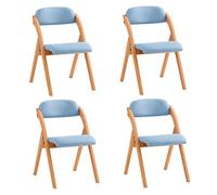 SoBuy Chaise Pliante Bois Confortable - Chaise Pliante avec Assise rembourrée, Chaise Salle à Manger Pliable, Lot de 4 chaises Bois Bleu 47,5 x 59 x 77 cm FST92-BLx4