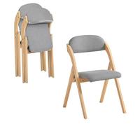 SoBuy Chaise Pliante Bois Confortable - Chaise Pliante avec Assise rembourrée, Chaise Salle à Manger Pliable, Lot de 2 chaises Bois Gris Clair 47,5 x 59 x 77 cm FST92-Nx2