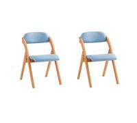 SoBuy Chaise Pliante en Bois Confortable - Chaise Pliante Interieur avec Assise rembourrée, Chaise Salle à Manger Bois Pliable pour Salon et Cuisine, Bleu 47,5 x 59 x 77 cm FST92-BLx2
