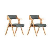 SoBuy Chaise Salle à Manger Pliante en Bois avec Coussin Chaise Pliante Intérieur Confortable pour Cuisine, Salon, Bureau ou Jardin Chaise Pliable Gain de Place, Bois Massif, Gris Foncé FST98-SGx2