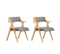 SoBuy Chaise Salle à Manger Pliante en Bois avec Coussin - Chaises de Cuisine et Chaise de Salon Pliable Confortable, Chaises Bois pour Bureau ou Jardin, Gain de Place, Gris FST98-HGx2