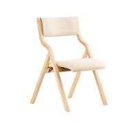 Chaise Pliante Bois Assise Rembourrée Beige - Cuisine, Bureau, Salon - Structure Bouleau, Housse Polyester Amovible - SoBuy