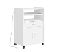 SoBuy Chariot de cuisine avec prise USB blanc 61.5x40x92 cm FSB09-E-W
