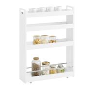 SoBuy Desserte roulante NSR01-W 4 niveaux, 4 roulettes, barres anti-chute, 60 x 18 x 82 cm, Blanc