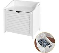 SoBuy® Coffre à linge,Banc à linge,Panier à linge,Collecteur de linge avec couvercle,FSR40-W