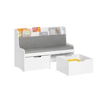 SoBuy KMB66-W Banc pour enfants Coffre à jouets Coffre de rangement pour enfants Banc à chaussures à roulettes avec coussin d'assise Blanc
