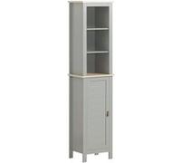 SoBuy Colonne de Rangement pour Salle de Bain, Armoire Haute avec Étagère Grise Gris