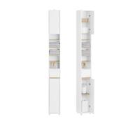 SoBuy Meuble Salle de Bain Colonne Salle de Bain 180cm Armoire de Rangement Étroite 20x20cm avec Étagères Réglables et Tiroir - Colonne Gain de Place pour WC, Lavabo, Buanderie Blanc BZR34-WN