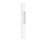 SoBuy Colonne de Salle de Bain Étroite avec Étagères et Tiroirs Réglables Blanc