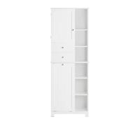 SoBuy Colonne pour Salle de Bain avec 6 Étagères, 2 Tiroirs et Panier Blanc
