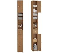 SoBuy Colonne Salle de Bain Étroite avec Tiroir et Étagères Réglables, Meuble Compact 20 x 20 x 180 cm pour WC et Petits Espaces