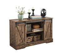 SoBuy Commode Buffet avec Porte coulissante 120x40x70cm pour entrée | Meuble de rangement avec étagères réglables, porte de grange, PB E1, charge 50kg FSB60-N