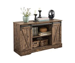 SoBuy Commode Buffet avec Porte coulissante 120x40x70cm pour entrée | Meuble de rangement avec étagères réglables, porte de grange, PB E1, charge 50kg FSB60-N