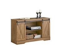 SoBuy Commode Meuble Bas Placard de Rangement Buffet avec Porte de Grange Coulissante Armoire à Chaussures Commode à Chaussures, pour Salon, Couloir, Cuisine, Bureau, Chambre, 120x40x70 cm, FSB60-BR